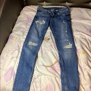 Distressed Blue Jeans